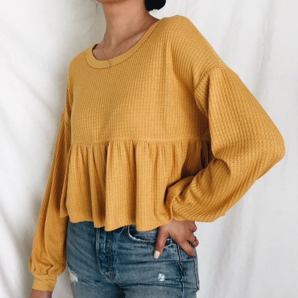 Frankie Phoenix Peplum Mustard Crop Top